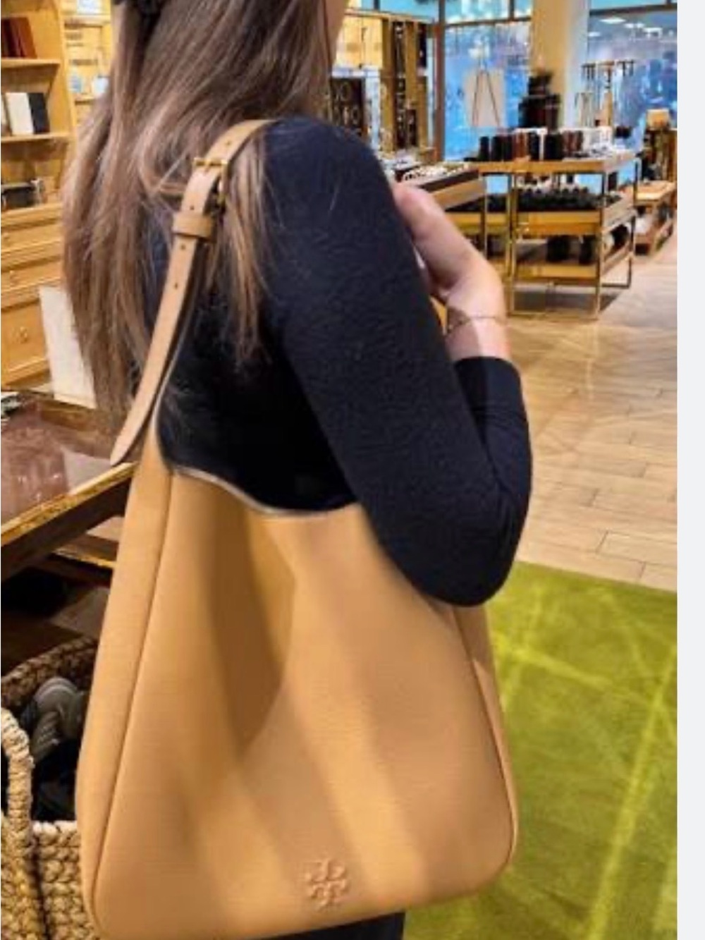 Tory Burch Large Camel Tan Leather Hobo Tote Thea